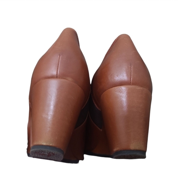 ANYI LU Peeptoe Wedge Booties Size 40 EU/ 9.5 US Brown Leather Made In Italy - Picture 8 of 12